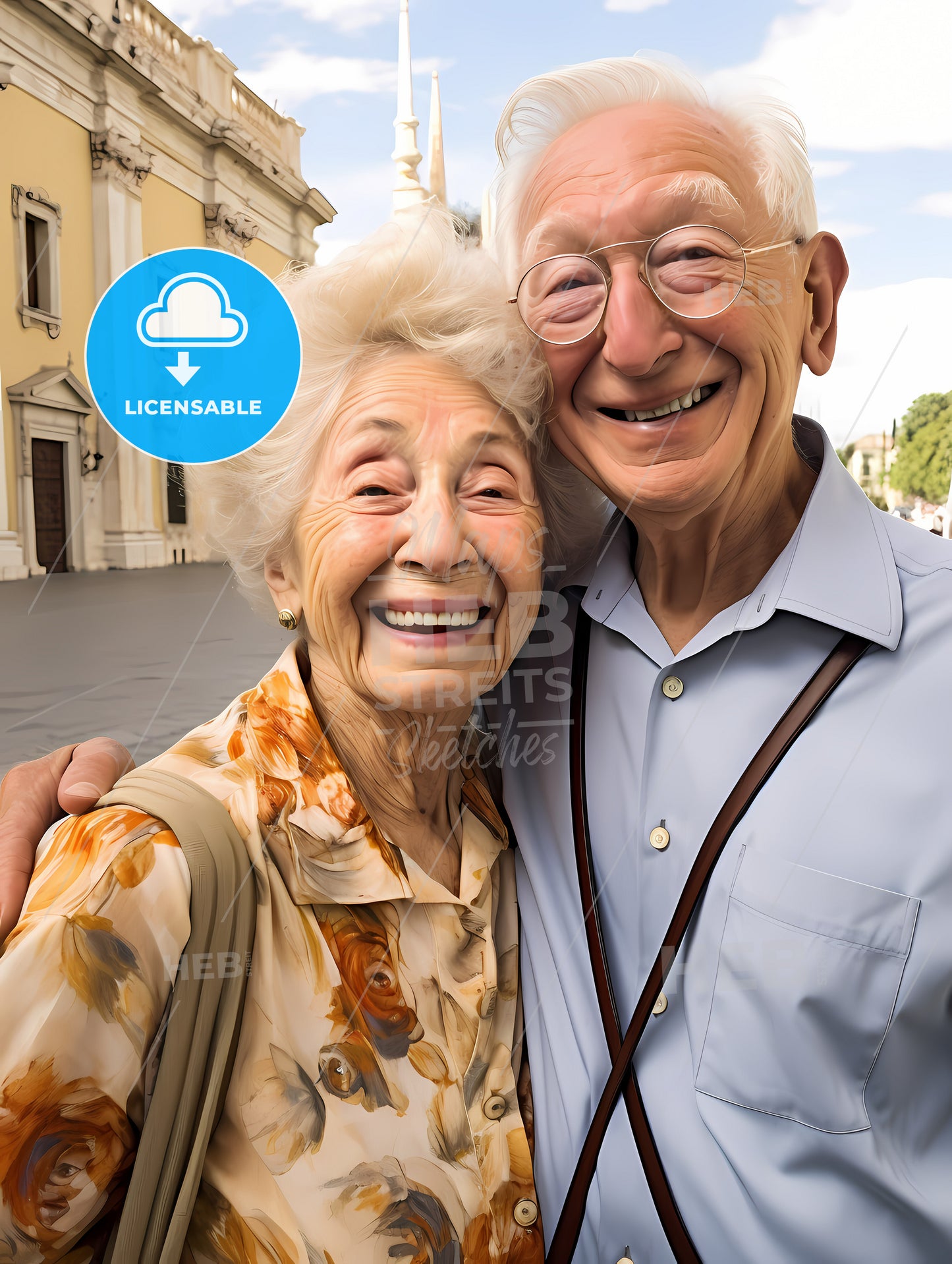 Smiling Elderly Couple Taking A Selfie, A Man And Woman Smiling For A Picture