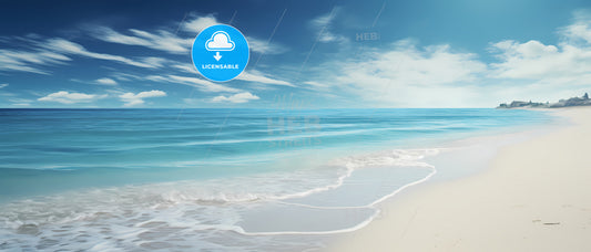 On The Beach In The South, A Beach With Waves And Blue Sky