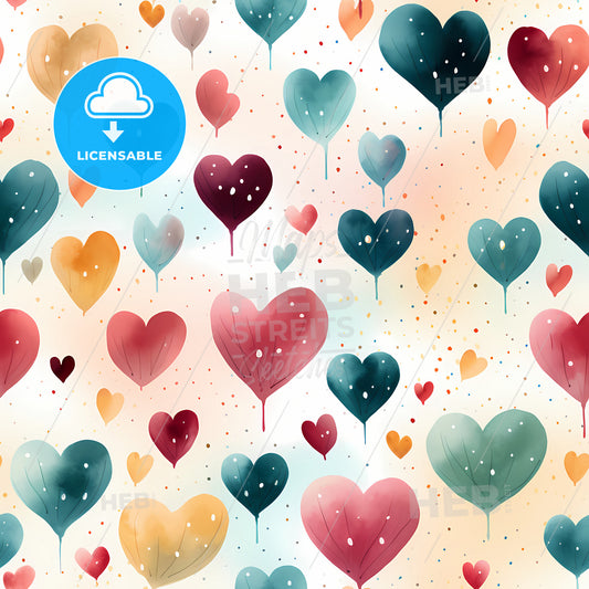 Cute Simple Watercolor Pastel Boho, A Pattern Of Colorful Hearts