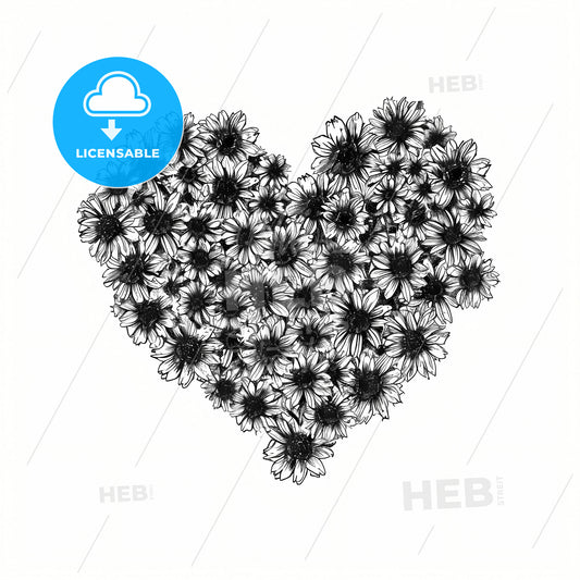 Hand Drawn Flower Heart, A Heart Shaped Flower Arrangement