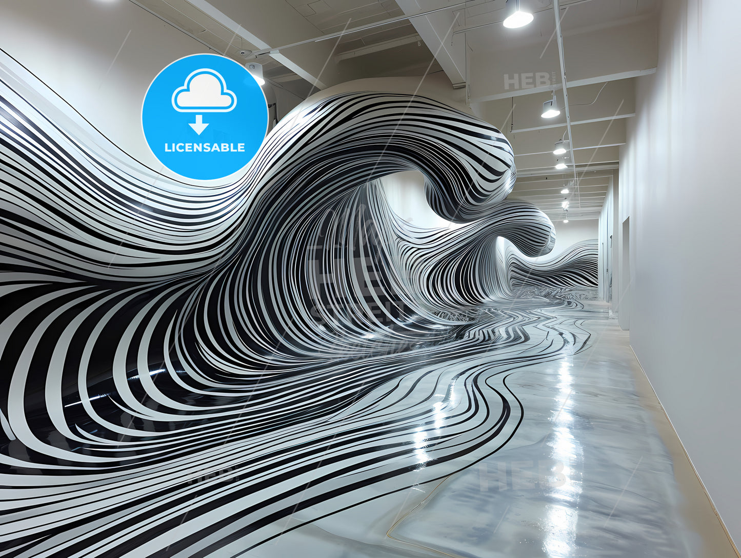Abstract Art Of Line, A Black And White Striped Sculpture