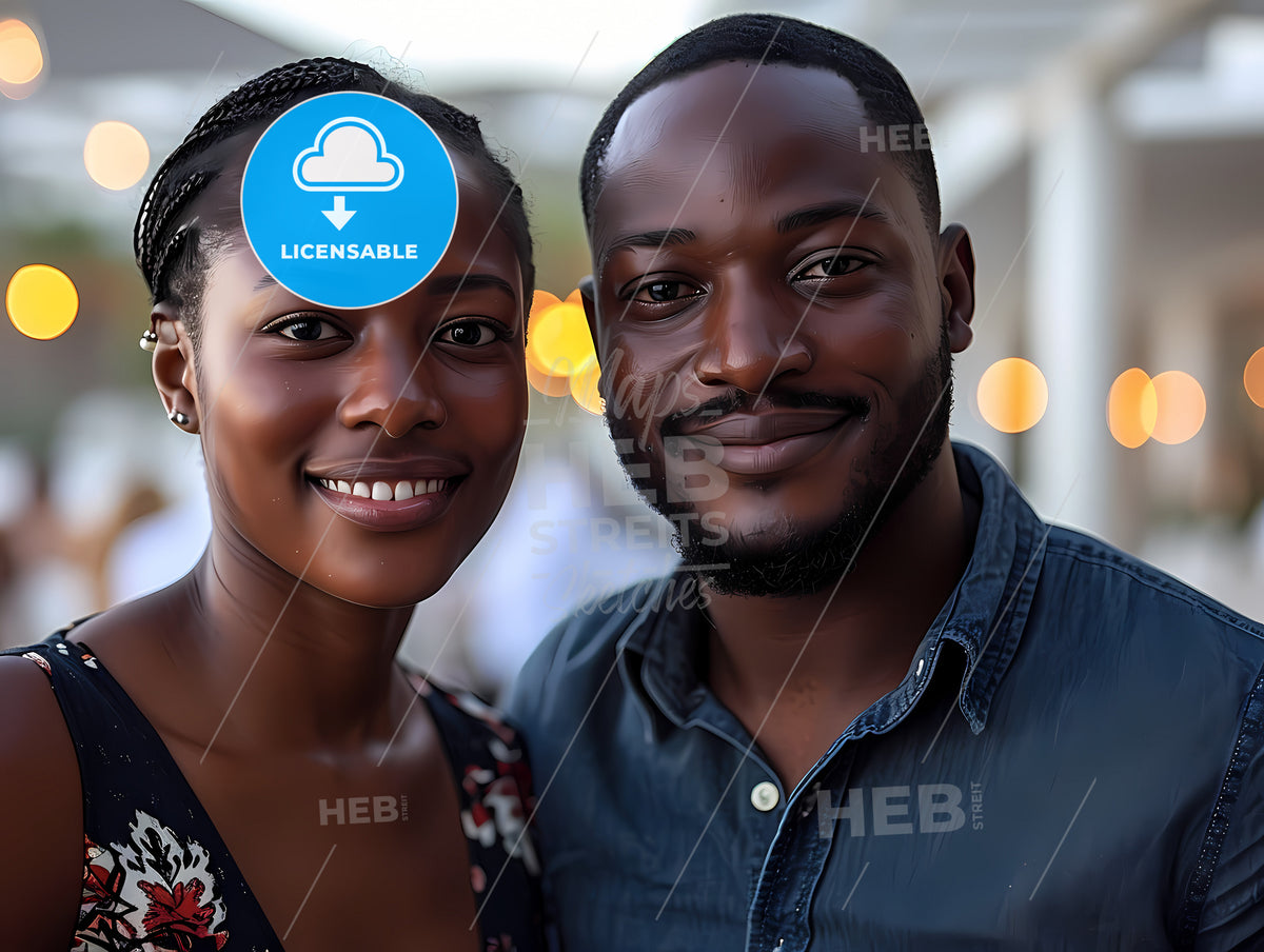 A Photo Of A Young African Couple, A Man And Woman Smiling For A Picture