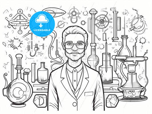 Science Day, A Man With Glasses And A Beard Standing In Front Of A Science Lab