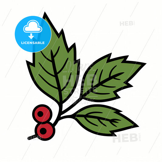 A Christmas Holly3 Color Simple Icon, A Green Leaf With Red Berries