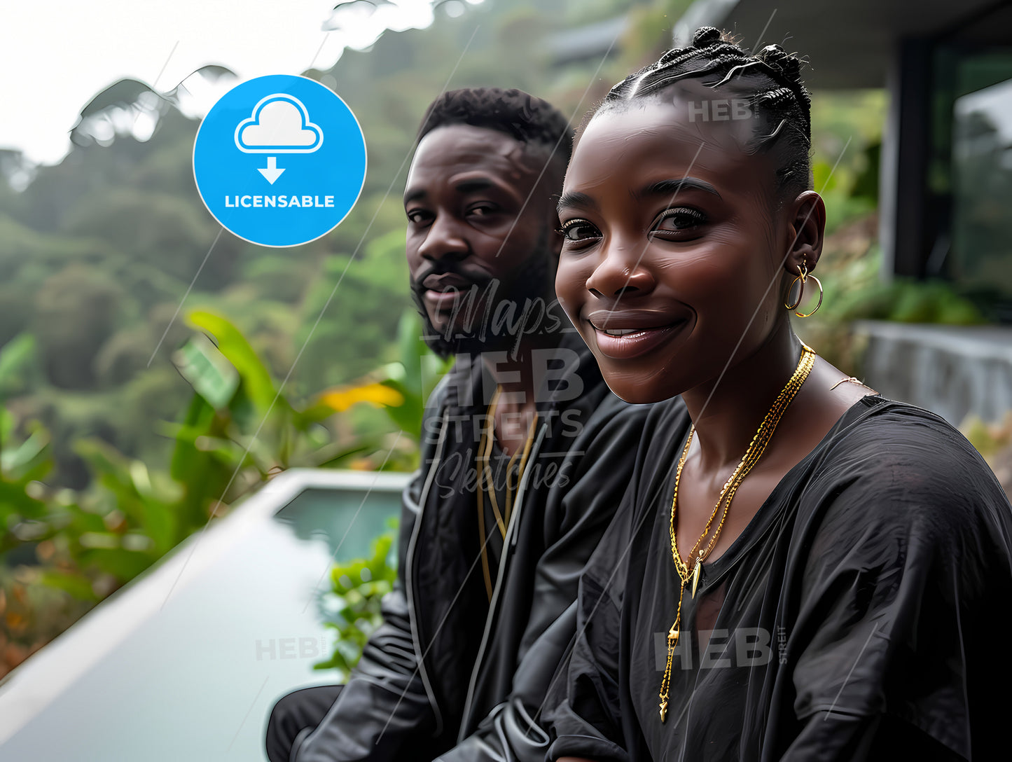 A Photo Of A Young African Couple, A Man And Woman Posing For A Picture