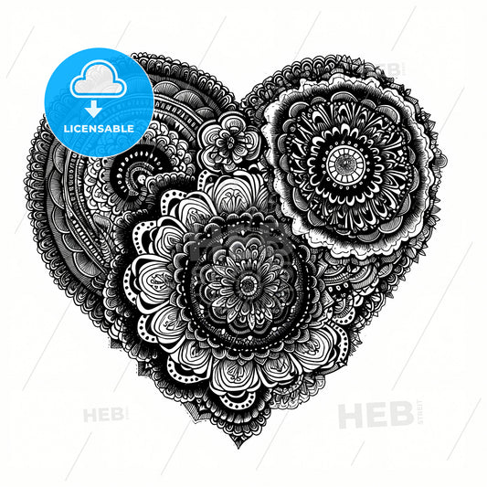 Hand Drawn Flower Heart, A Heart With Flowers On It
