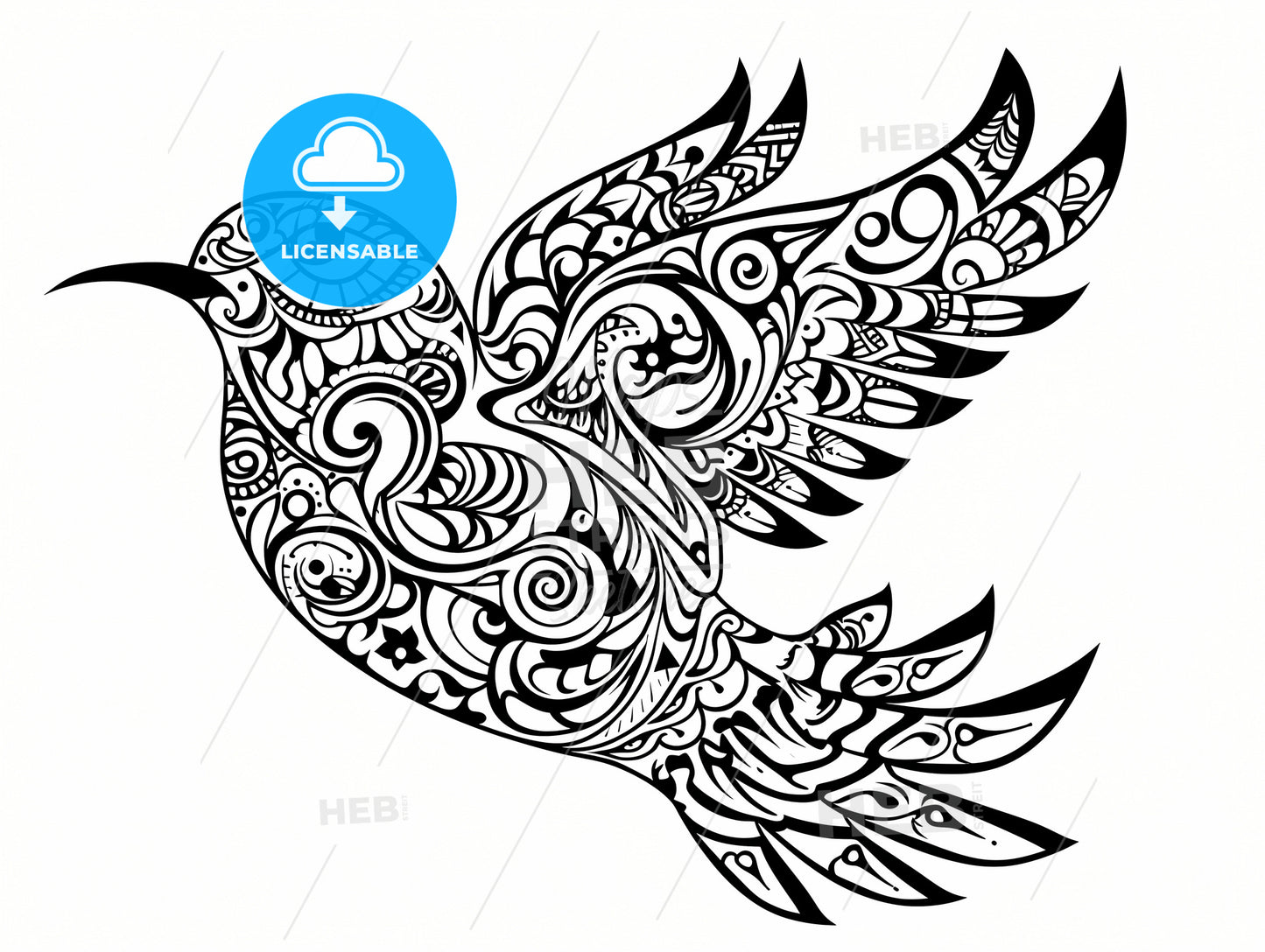 The Vector Image Of The Humming, A Black And White Drawing Of A Bird