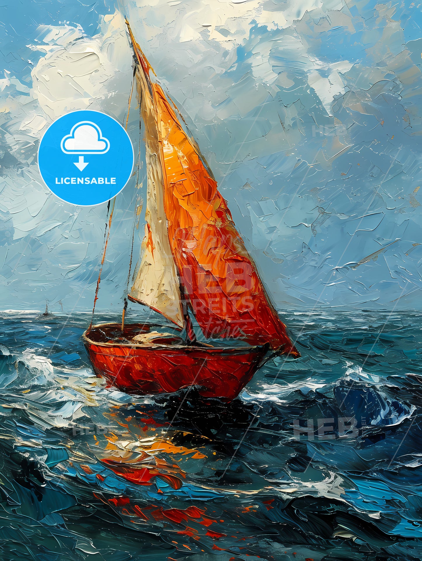 Seascapes Landscape, A Painting Of A Sailboat In The Ocean