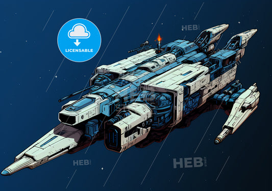 Sci-Fi Battlecruiser, A Video Game Art Of A Spaceship