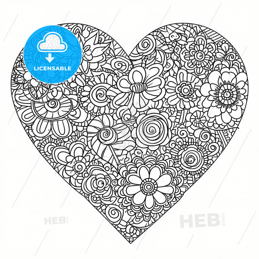 Hand Drawn Flower Heart, A Heart With Flowers And Swirls