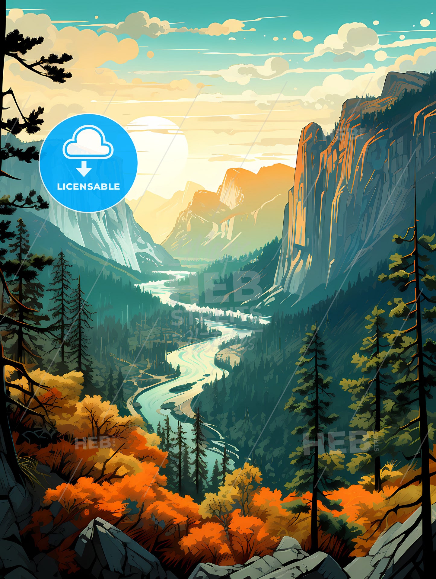 Yosemite National Park, A River Running Through A Valley