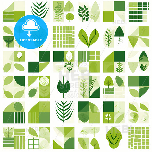 Green Eco Friendly Symbol, A Collage Of Different Green Leaves