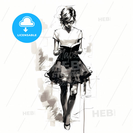 A Dynamic Sketch, A Woman Reading A Book