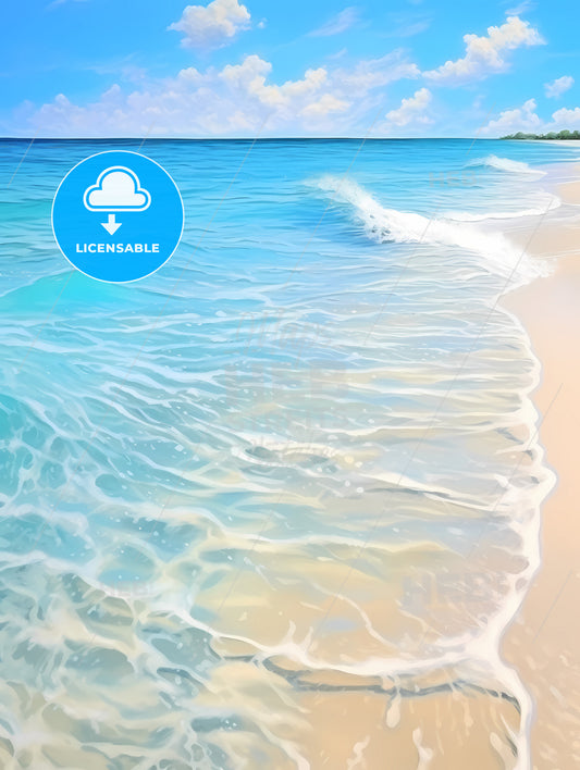 On The Beach In The South, A Beach With Waves And Sand