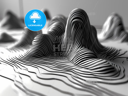 Abstract Art Of Line, A Black And White Image Of A Mountain