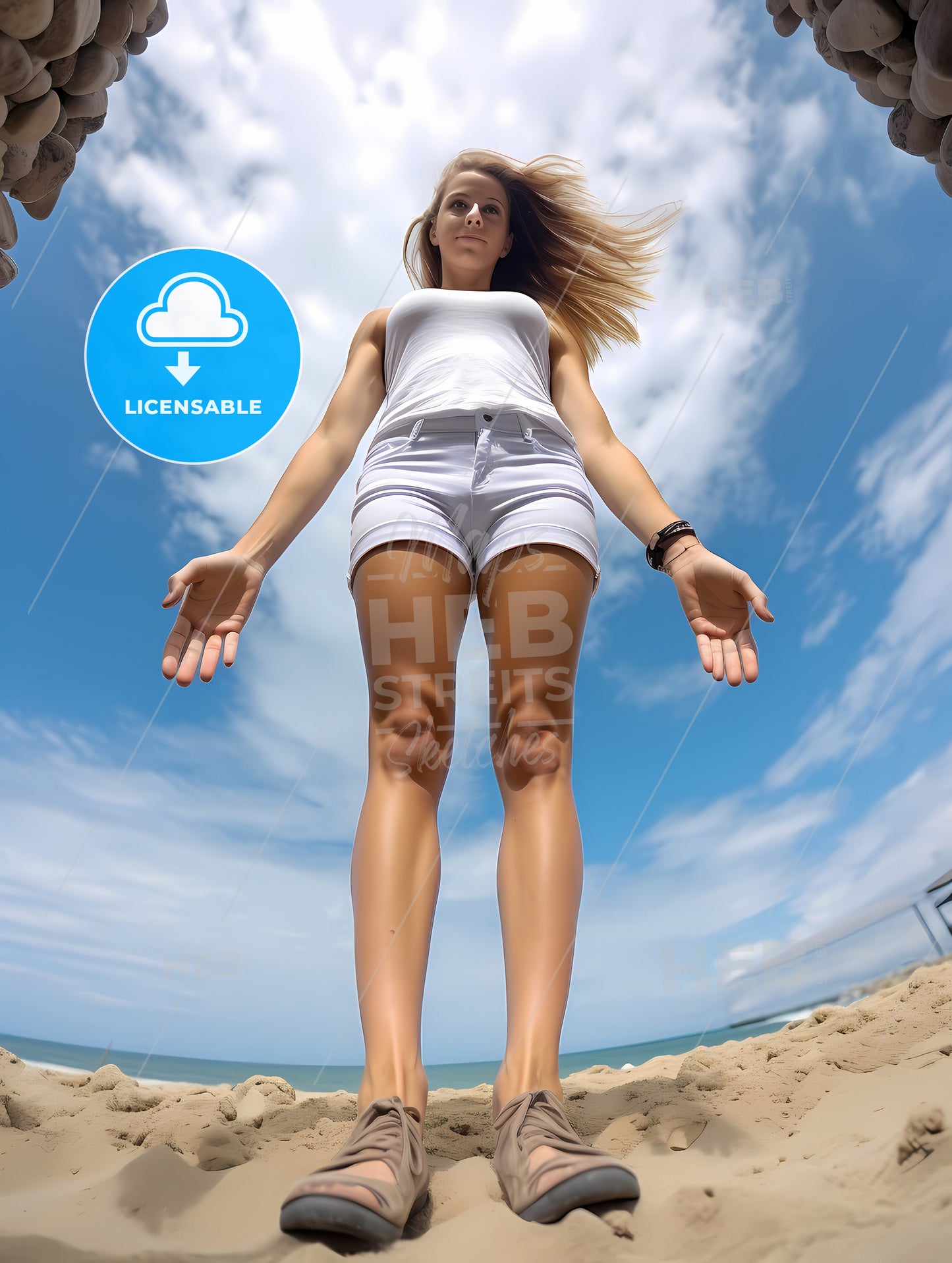 Influencer At The Beach, A Woman Standing On A Beach
