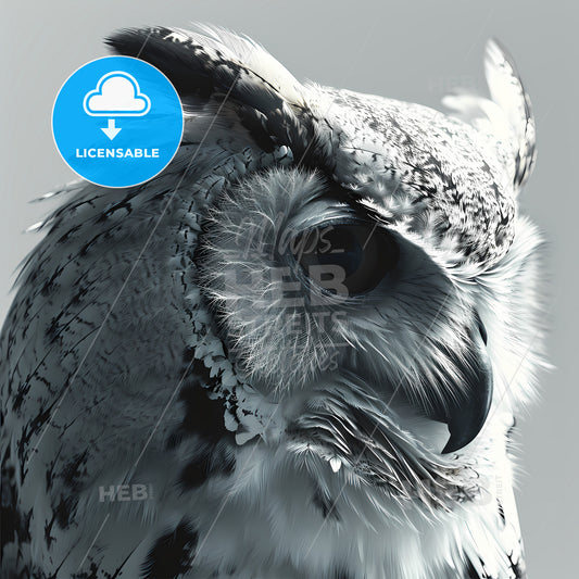 An Owl In A Black And White Design, A Close Up Of An Owl