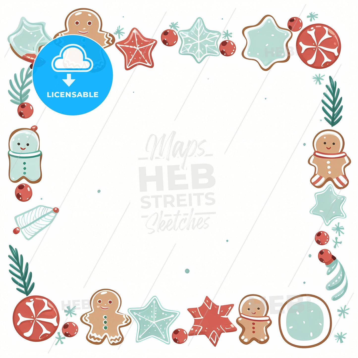 Christmas Kawaii Style Border, A Frame Of Gingerbread Cookies