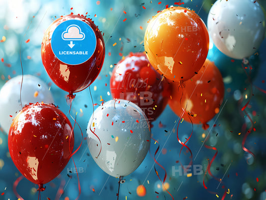Vector Illustration As Background For Greetings, A Group Of Balloons In The Air