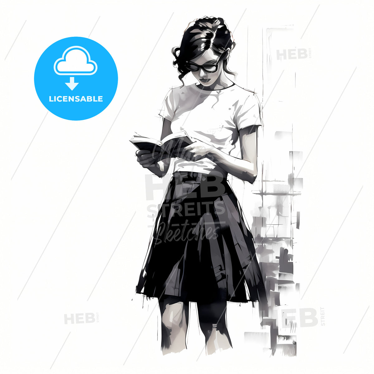 A Dynamic Sketch, A Woman Reading A Book