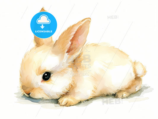 Cartoon Bunny Soft And Gentle, A Watercolor Of A Rabbit
