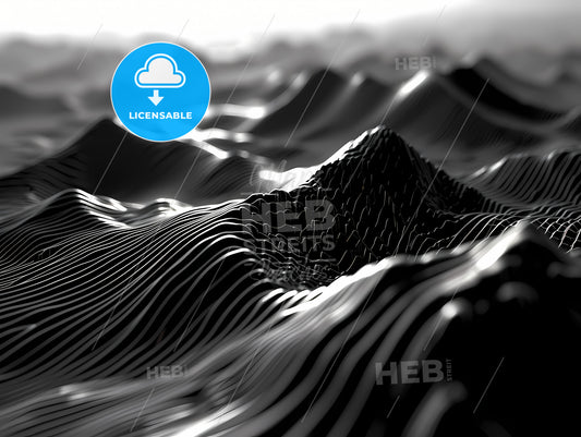 An Abstract Black And White Graphic Design, A Black And White Image Of A Mountain Range