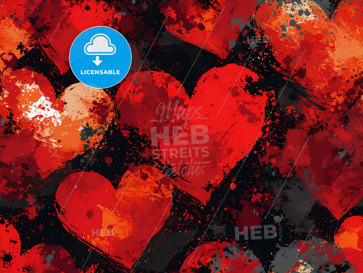 Valentine Day Party Invitation, A Group Of Red Hearts