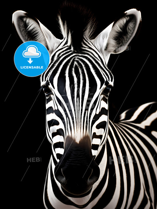 A Black And White Zebra, A Close Up Of A Zebra