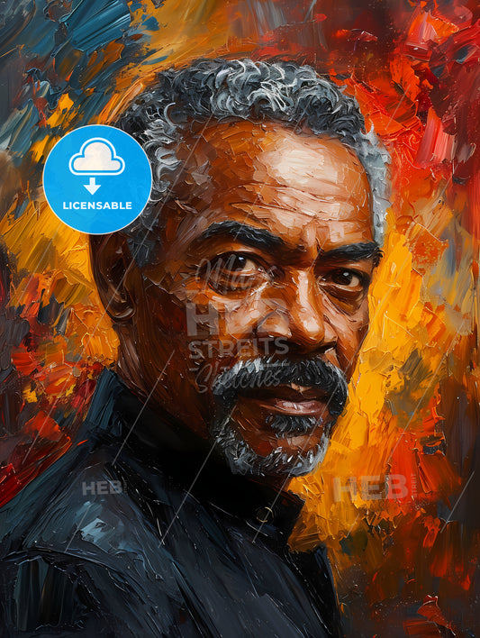 Detective Alonzo Harris Portrait, A Painting Of A Man With A Mustache