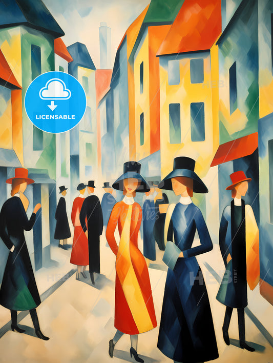 If August Macke Was A Photographer, A Group Of Women In Hats Walking Down A Street