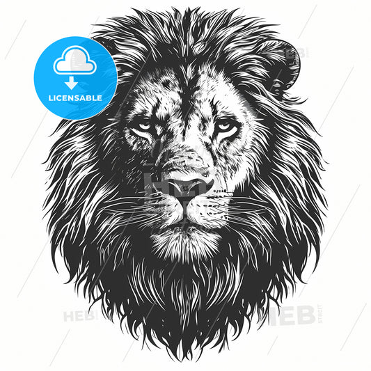 Hand Drawn Lion, A Lion Head With A White Background