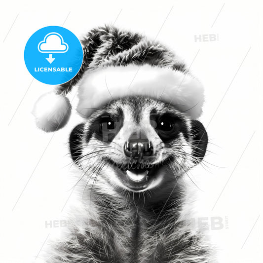 A Meerkat With A Christmas Hat, A Meerkat Wearing A Santa Hat