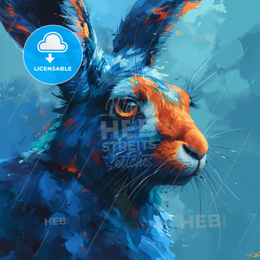 Jackalope Sport Logo, A Blue And Orange Rabbit