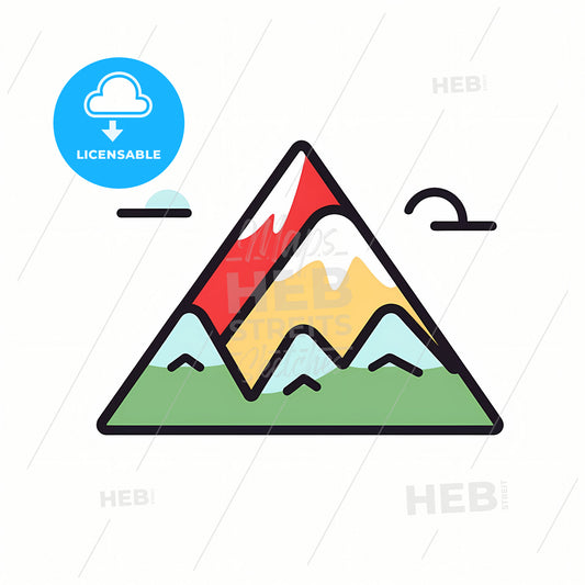 A Mountain Simple Icon Vector Illustration, A Mountain With A Red And Yellow Mountain Range
