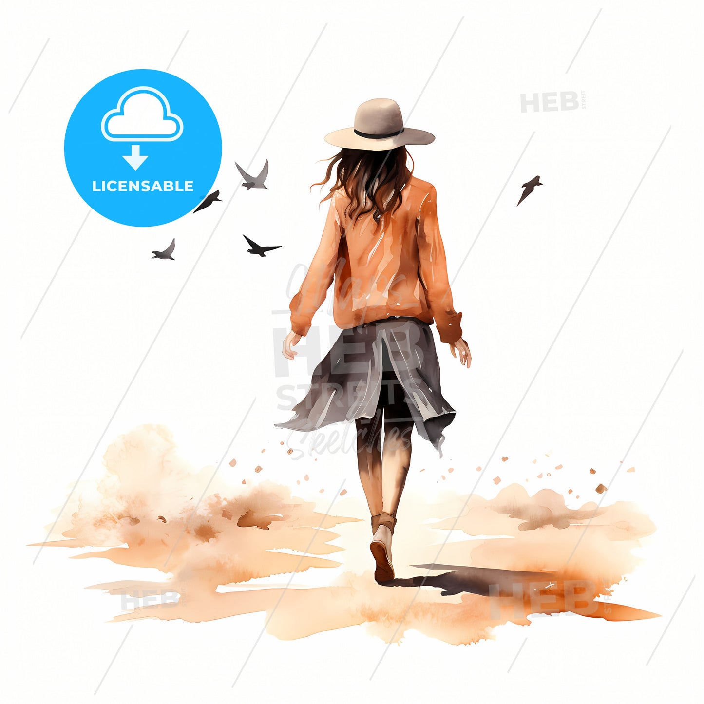 Beautiful Woman In Cowboy Hat Walking Away, A Woman Walking Away From The Camera