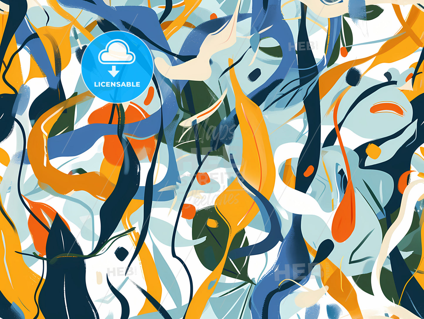 Simple And Easy Childlike Illustration, A Colorful Pattern With White And Blue And Orange Colors