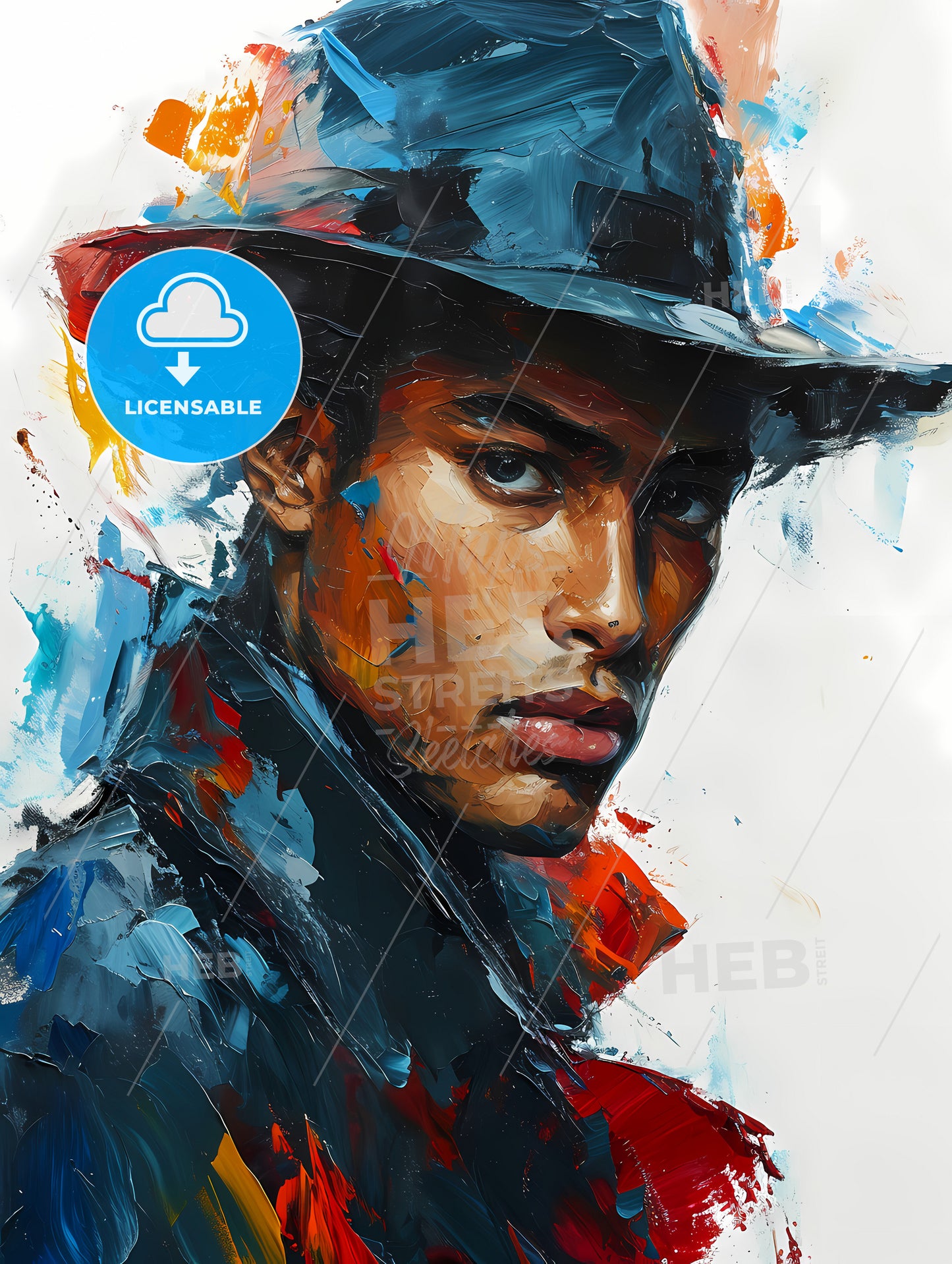 Detective Alonzo Harris Portrait, A Painting Of A Man Wearing A Hat