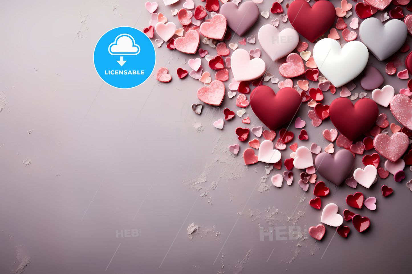 Happy Valentines Day, A Group Of Hearts On A Gray Surface