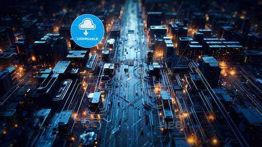 A Birds View Of The City, A City With Many Lights