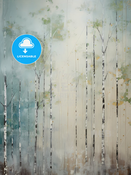 Painted Forest Of Trees In White, A Painting Of Trees In A Forest
