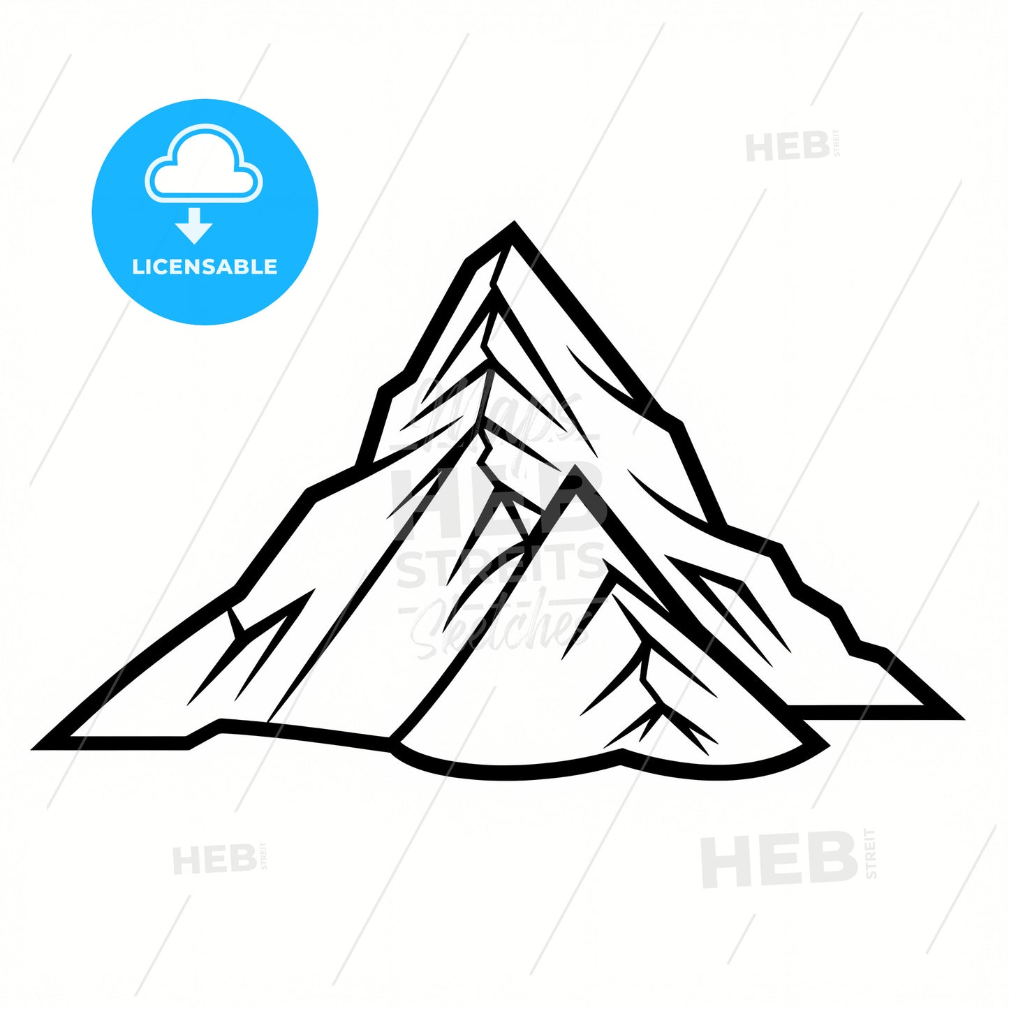 A Mountain, A Black And White Drawing Of A Mountain