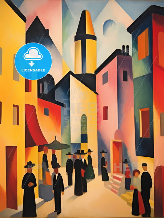If August Macke Was A Photographer, A Painting Of People Walking In A City