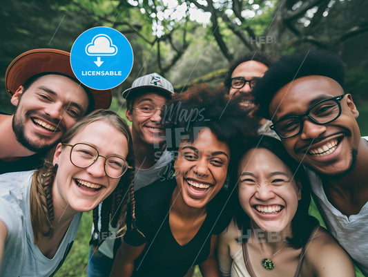 A Group Of People Working Taking A Selfie, A Group Of People Smiling For A Selfie