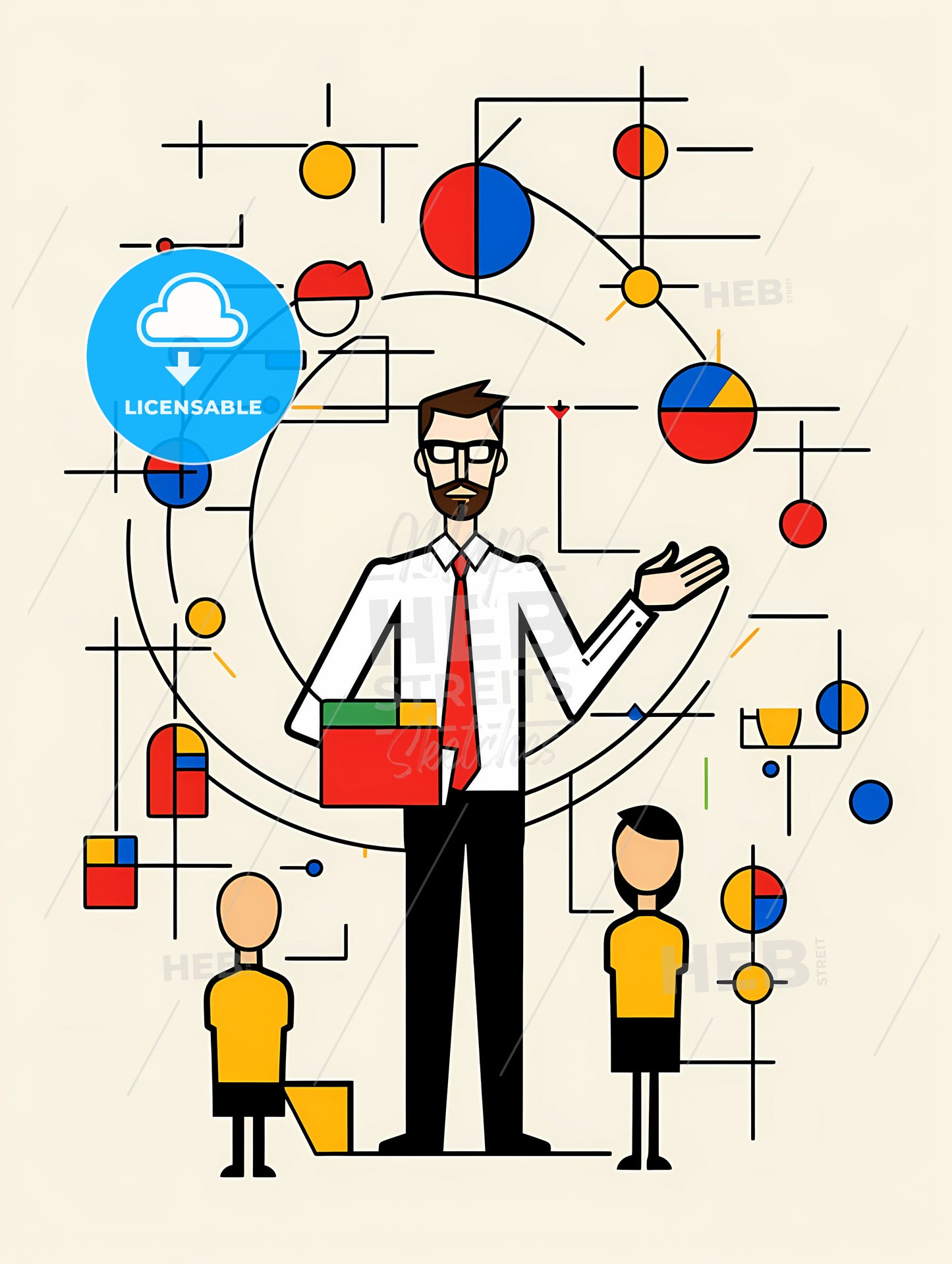 Minimalist Teacher Art, A Man Standing In Front Of A Group Of People