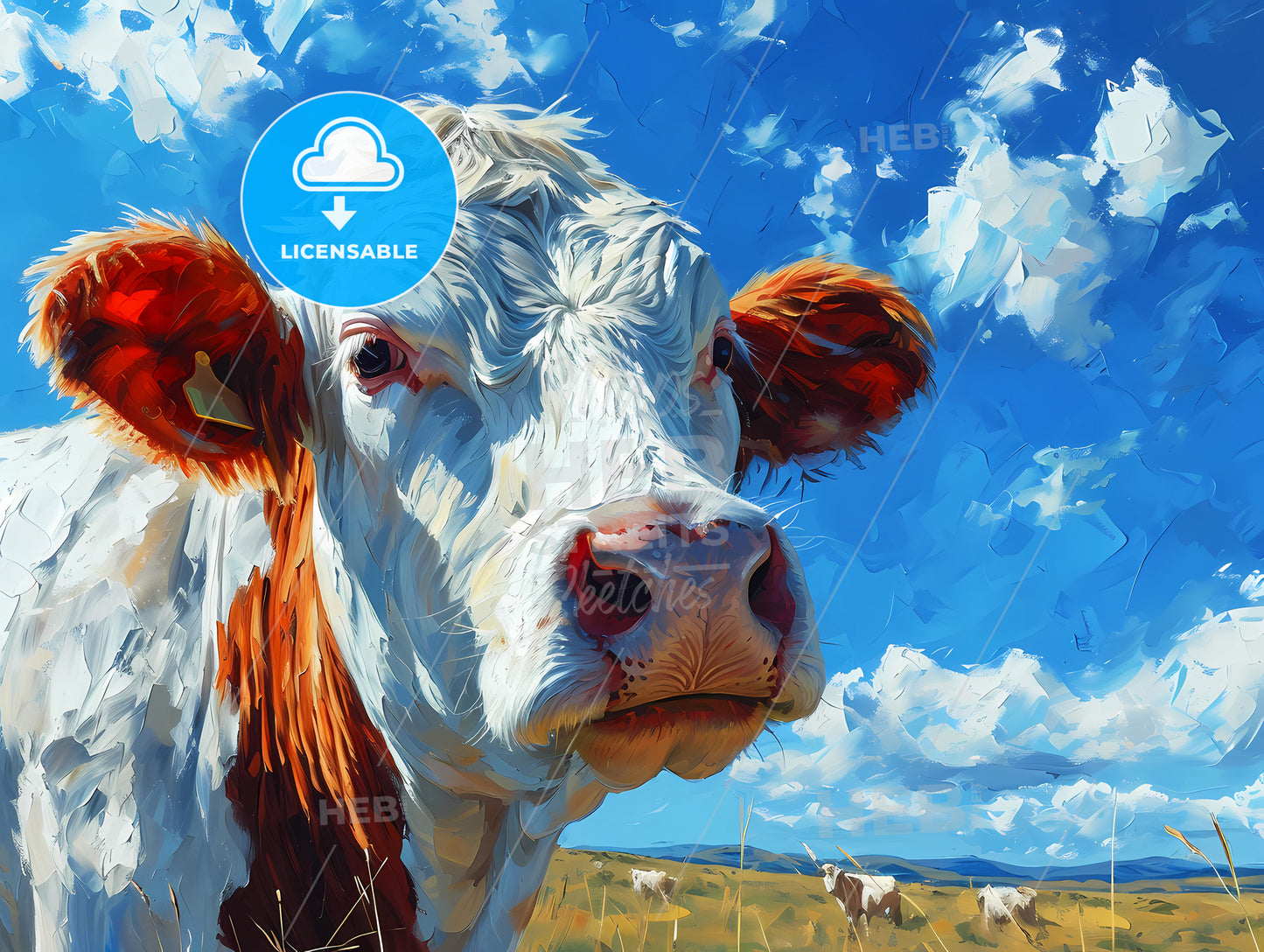 A Happy Dairy Cow Just Finished Grazing, A Cow In A Field