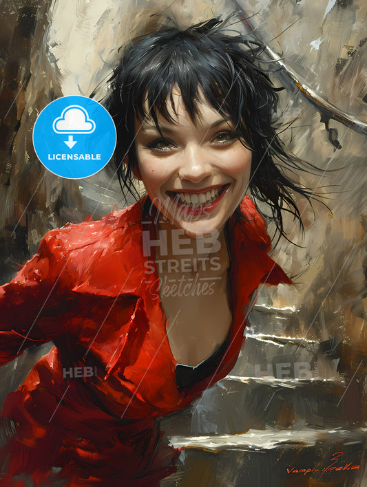 The Comic Book Character Vampirella, A Woman Smiling At Camera