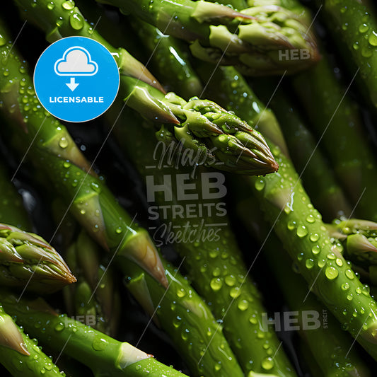 Fresh Asparagus Seamless Background, A Bunch Of Asparagus With Water Drops