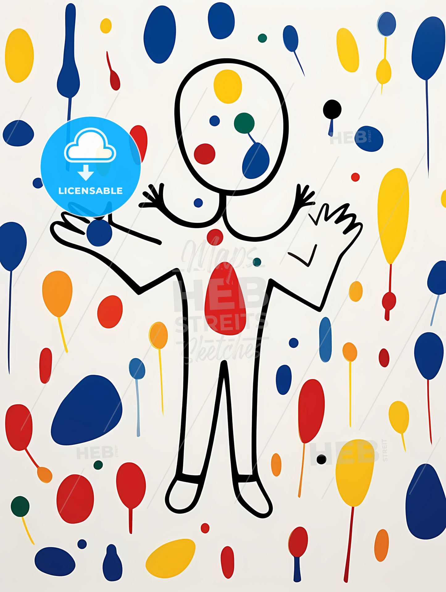 Minimalist Baby Art, A Drawing Of A Person With Colorful Dots