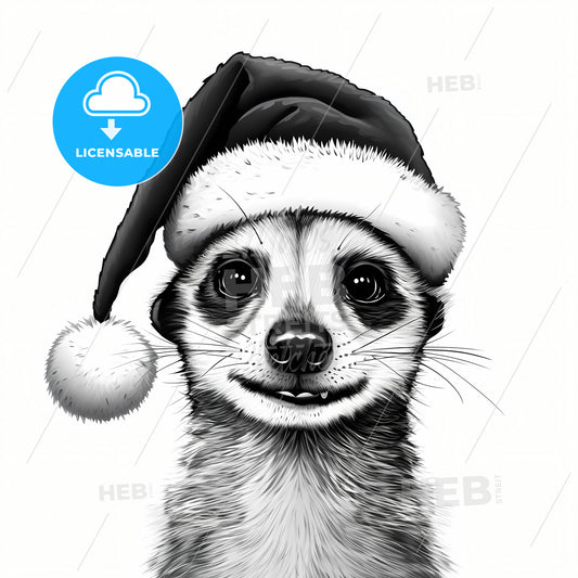 A Meerkat With A Christmas Hat, A Animal Wearing A Santa Hat
