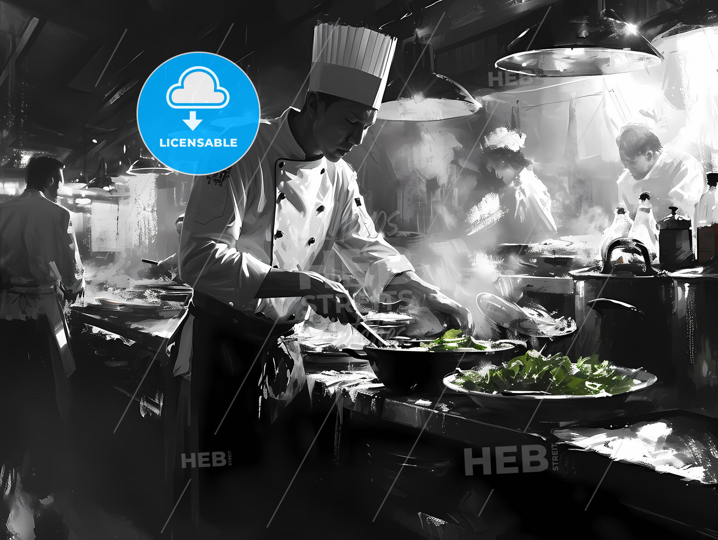 A Busy Chef, A Chef Cooking In A Kitchen